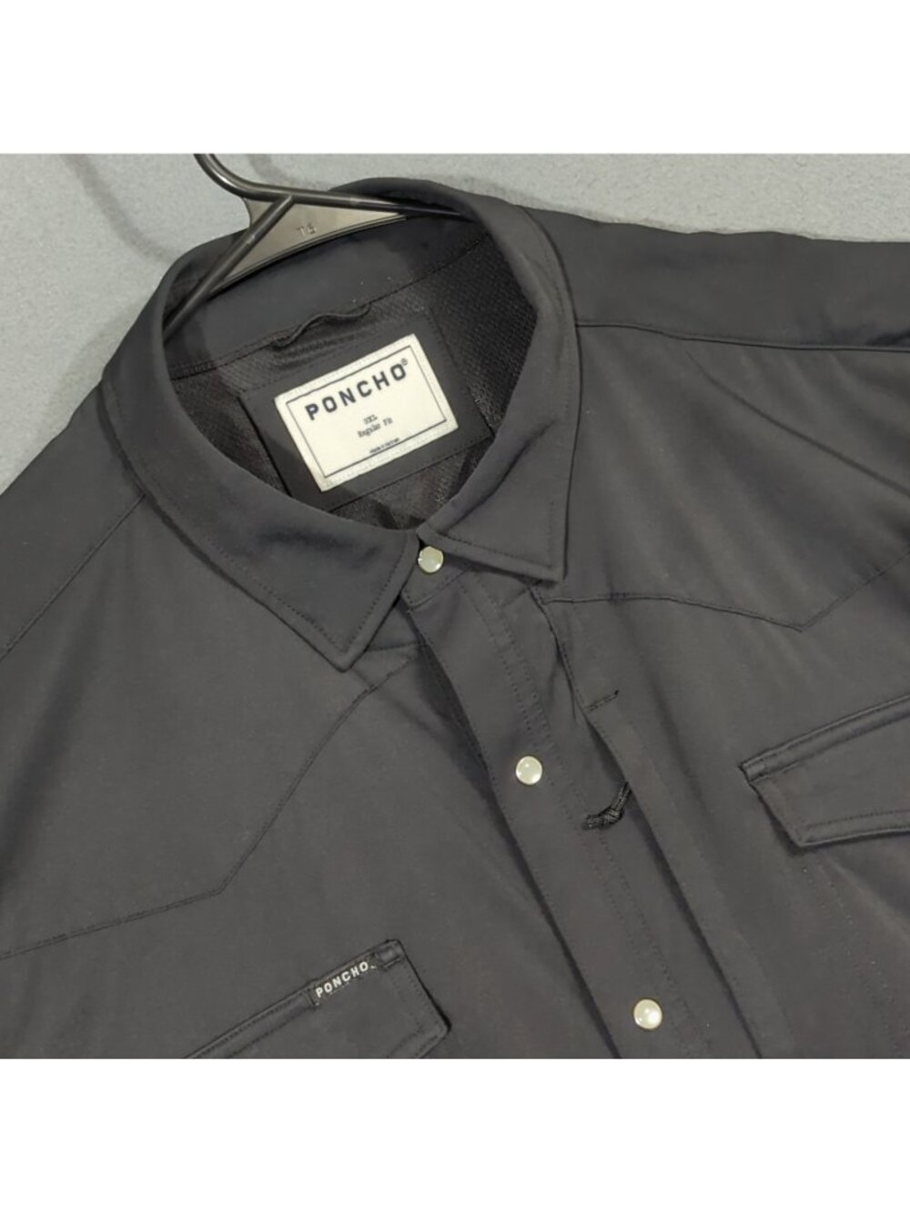 Poncho Shirt Men's 3XL Black The Bandera Regular Fit Pearl Snap Short Sleeve